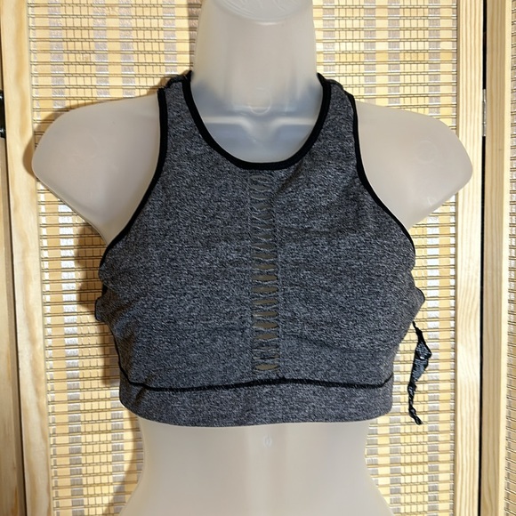 Zobha Heather Gray Cut Out Racerback Sports Bra Large - Picture 11 of 16